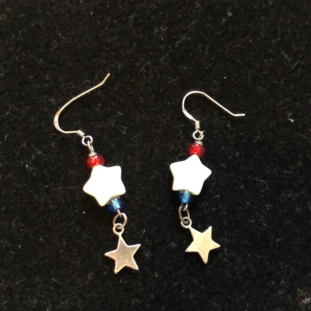 Handmade Red White & Blue star earrings